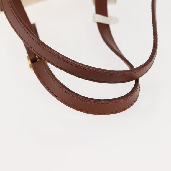 FENDI Pecan Canvas Tote Bag Canvas Leather Beige Black gold Auth bs29810