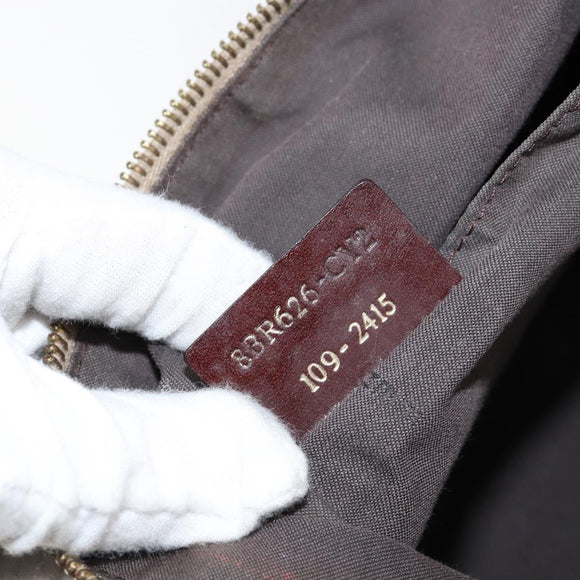 FENDI Zucchino Canvas Mamma Baguette Shoulder Bag Nylon Beige Gold Auth bs29812