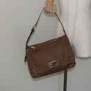 FENDI Zucchino Canvas Mamma Baguette Shoulder Bag Nylon Beige Gold Auth bs29812-24
