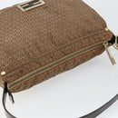 FENDI Zucchino Canvas Mamma Baguette Shoulder Bag Nylon Beige Gold Auth bs29812-6