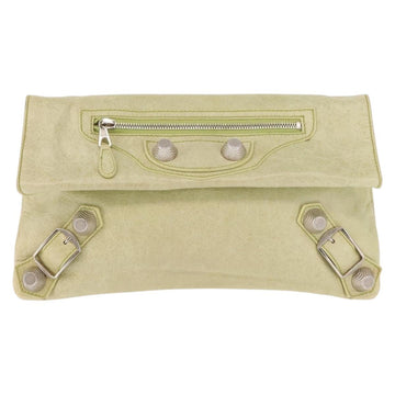 BALENCIAGA The Giant Envelope Bag Leather Silver Light Green 186182 Auth bs29813 - 0