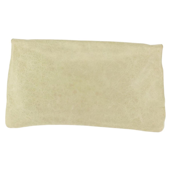 BALENCIAGA The Giant Envelope Bag Leather Silver Light Green 186182 Auth bs29813