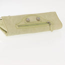 BALENCIAGA The Giant Envelope Bag Leather Silver Light Green 186182 Auth bs29813-7