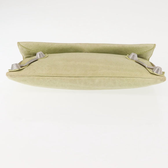 BALENCIAGA The Giant Envelope Bag Leather Silver Light Green 186182 Auth bs29813