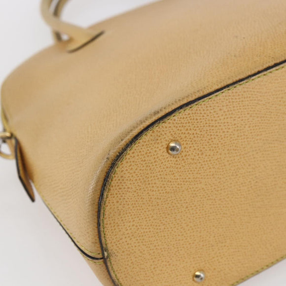 CELINE Hand Bag Leather 2way Yellow Gold Auth bs29816