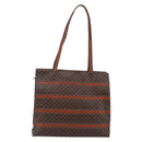 CELINE Macadam Canvas Tote Bag PVC Leather Brown Gold Auth bs29818-1