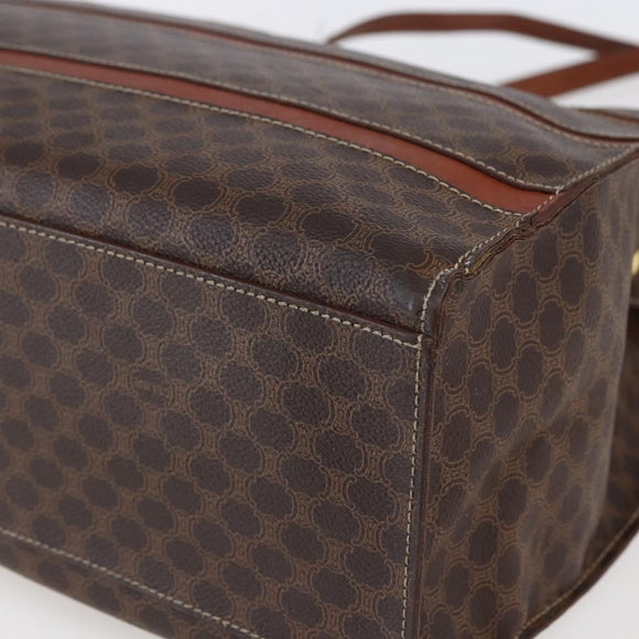 CELINE Macadam Canvas Tote Bag PVC Leather Brown Gold Auth bs29818