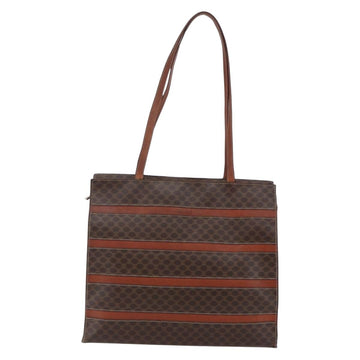 CELINE Macadam Canvas Tote Bag PVC Leather Brown Gold Auth bs29818 - 0