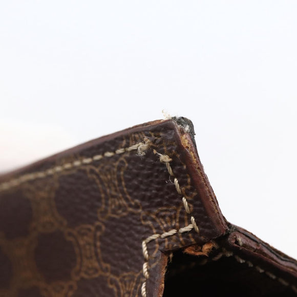 CELINE Macadam Canvas Tote Bag PVC Leather Brown Gold Auth bs29818