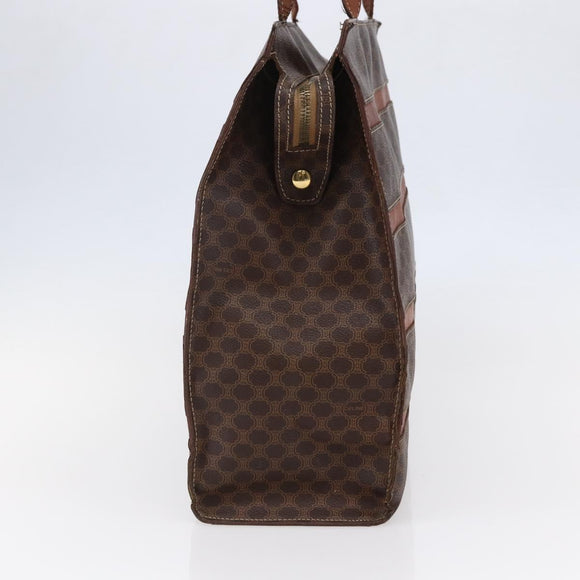 CELINE Macadam Canvas Tote Bag PVC Leather Brown Gold Auth bs29818