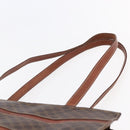 CELINE Macadam Canvas Tote Bag PVC Leather Brown Gold Auth bs29818-8