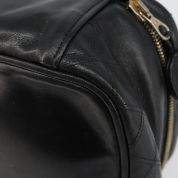 CHANEL Matelasse Vanity Pouch Lamb Skin Black Gold CC Auth bs29827