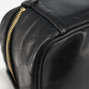 CHANEL Matelasse Vanity Pouch Lamb Skin Black Gold CC Auth bs29827-17