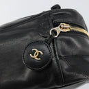 CHANEL Matelasse Vanity Pouch Lamb Skin Black Gold CC Auth bs29827-9