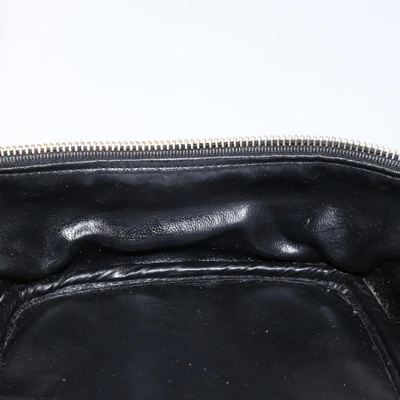 CHANEL Matelasse Vanity Pouch Lamb Skin Black Gold CC Auth bs29827