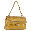 CHANEL Chain Shoulder Bag Enamel Gold CC Auth bs29830-1