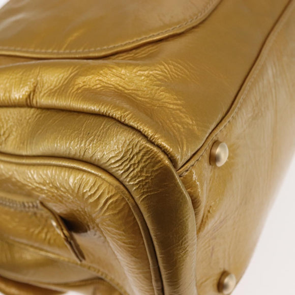 CHANEL Chain Shoulder Bag Enamel Gold CC Auth bs29830