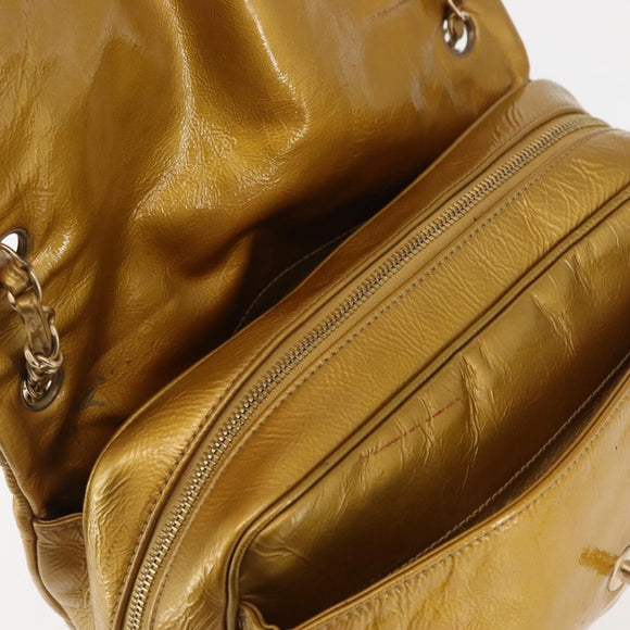 CHANEL Chain Shoulder Bag Enamel Gold CC Auth bs29830