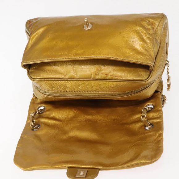 CHANEL Chain Shoulder Bag Enamel Gold CC Auth bs29830