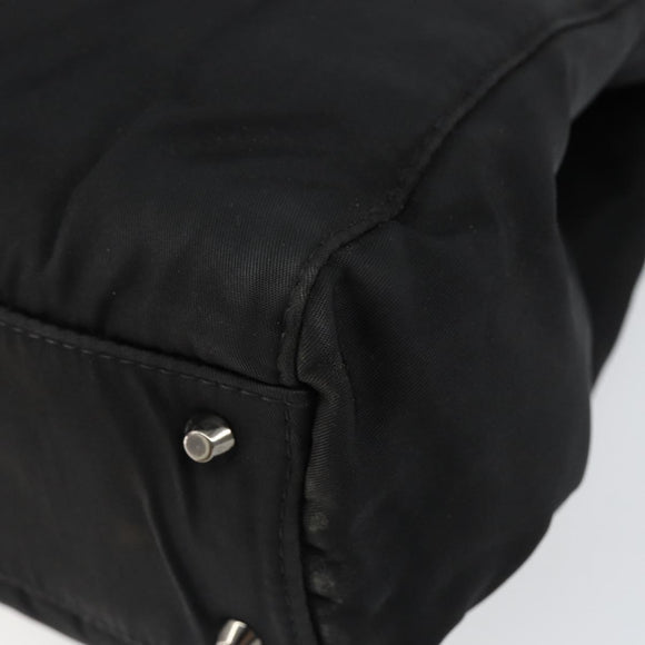 Christian Dior Maris Pearl Shoulder Bag Nylon Black Silver Auth bs29832