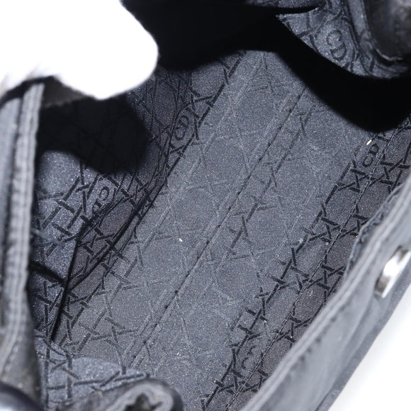 Christian Dior Maris Pearl Shoulder Bag Nylon Black Silver Auth bs29832