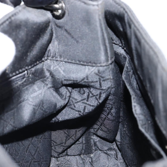 Christian Dior Maris Pearl Shoulder Bag Nylon Black Silver Auth bs29832