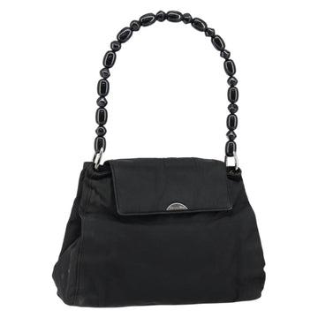 Christian Dior Maris Pearl Shoulder Bag Nylon Black Silver Auth bs29832