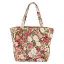 CHANEL Flower Pattern Tote Bag Canvas Cream Red gold CC Auth bs29833-3