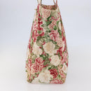 CHANEL Flower Pattern Tote Bag Canvas Cream Red gold CC Auth bs29833-5