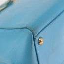 Salvatore Ferragamo Vala Chain Bag Leather 2way Light Blue Gold Auth bs29835-9