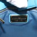 Salvatore Ferragamo Vala Chain Bag Leather 2way Light Blue Gold Auth bs29835-19