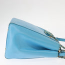 Salvatore Ferragamo Vala Chain Bag Leather 2way Light Blue Gold Auth bs29835-3