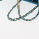 Salvatore Ferragamo Vala Chain Bag Leather 2way Light Blue Gold Auth bs29835-7