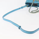 Salvatore Ferragamo Vala Chain Bag Leather 2way Light Blue Gold Auth bs29835-8