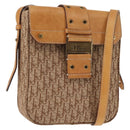 Christian Dior Trotter Canvas Shoulder Bag Beige Gold Auth bs29838-1