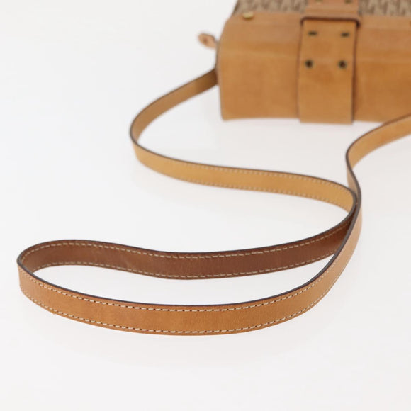 Christian Dior Trotter Canvas Shoulder Bag Beige Gold Auth bs29838