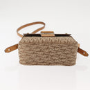 Christian Dior Trotter Canvas Shoulder Bag Beige Gold Auth bs29838-9