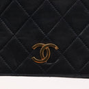CHANEL Matelasse Chain Shoulder Bag Lamb Skin Navy Gold CC Auth bs29839-18