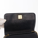 CHANEL Matelasse Chain Shoulder Bag Lamb Skin Navy Gold CC Auth bs29839-9