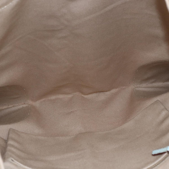 PRADA Tote Bag Canvas Leather Beige Light Blue Auth bs29840