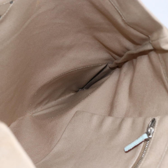 PRADA Tote Bag Canvas Leather Beige Light Blue Auth bs29840