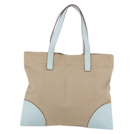 PRADA Tote Bag Canvas Leather Beige Light Blue Auth bs29840 - 0