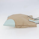 PRADA Tote Bag Canvas Leather Beige Light Blue Auth bs29840-4