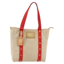 LOUIS VUITTON Antigua Cabas MM Tote Bag Canvas Beige Red M40035 LV Auth bs29841-1