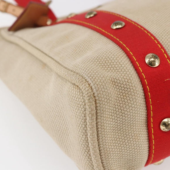 LOUIS VUITTON Antigua Cabas MM Tote Bag Canvas Beige Red M40035 LV Auth bs29841