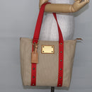 LOUIS VUITTON Antigua Cabas MM Tote Bag Canvas Beige Red M40035 LV Auth bs29841-22
