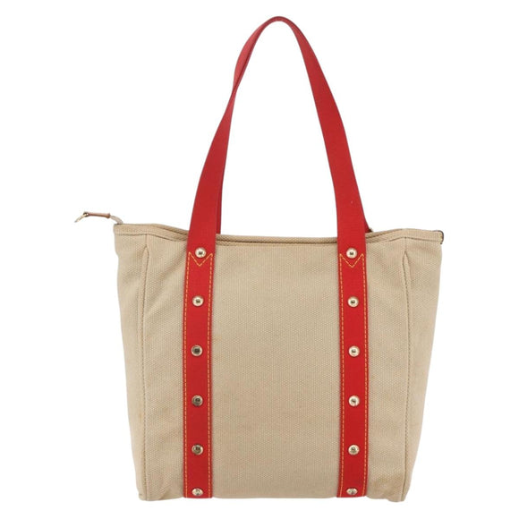 LOUIS VUITTON Antigua Cabas MM Tote Bag Canvas Beige Red M40035 LV Auth bs29841