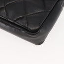 CHANEL Matelasse Waist Bag Lamb Skin Black Gold CC Auth bs29844-14