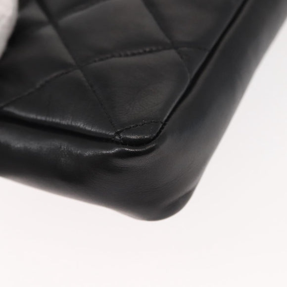 CHANEL Matelasse Waist Bag Lamb Skin Black Gold CC Auth bs29844