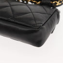 CHANEL Matelasse Waist Bag Lamb Skin Black Gold CC Auth bs29844-16
